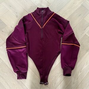 ADIDAS x IVY PARK Half Zip Bodysuit Snap Maroon/Solar Orange Beyoncé - Small